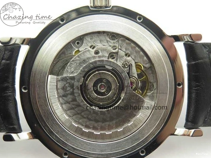 MIROTIME 0420 Fashionable Portofino Automatic SS TWF 1:1 Best Edition Silver Dial SS Markers on Black Leather Strap A 7200